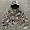 Sudadera con capucha y cremallera retro americana de moda, de tendencia, nicho, para hombre, informal, corte holgado, prenda exterior elegante