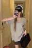 Camiseta de mujer de manga corta, color liso, cuello en V, nuevo estilo de verano 2026, top holgado informal estilo coreano, corte ajustado, para estudiantes