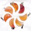 Colar Pingente Lua Crescente Pedra Semi-preciosa Cristal Natural Pingente Acessórios para Joias DIY Venda ao Vivo Transfronteiriça