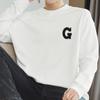 Moletom Pesado Gola Redonda 320g Moda Masculina Coringa com forro de fleece Pulôver Quente Sem Capuz Roupa Camiseta Branca de Manga Longa