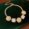 Pulseira com Pingente Redondo de Diamante Colorido Estilo Coreano Pulseira de Luxo Leve de Alta Qualidade Elegante Versátil Temperamento Pulseira para o Dia a Dia para Mulheres