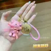 Oro Puro 999 Moneda Pequeña Hilo de Resina Oso Llavero Bolso de Moda Accesorio Llavero de Coche Colgante Lindo