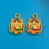 Guochao Shajin Conejo Ye Agujero Pasante Cuenta León Borla Colgante Agujero Pasante Dios de la Riqueza Joyería Tejida a Mano DIY Accesorios