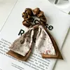 Scrunchie de Cetim Estampado Vintage Estilo Francês Elástico Elegante para Cabelo Prendedor de Rabo de Cavalo