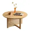 Sala de Estar Tronco Casa de Hóspedes Apartamento Pequeno Uso Doméstico Rattan Japonês Minimalista Varanda Mesa de Centro Madeira Maciça Mesa Redonda Mesa de Chá