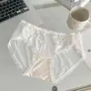 Panty de Encaje Hongxuan de Seda Hielo para Mujer con Refuerzo de Algodón, Malla Transparente, Plisado de Color Contrastante, Braguita de Encaje Puro para Mujer