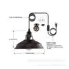 Lámpara Colgante con Cadena y Polea para Tapa de Olla con Interruptor de Enchufe Estándar Americano, Lámpara Rústica Vintage, Lámpara de Techo Ajustable para Restaurante y Tienda de Barbacoa