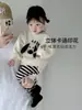 Trajes Casuais de Outono e Inverno para Meninos e Meninas, Bebês e Crianças Pequenas, Moletons e Calças Cartoon Fofos de Veludo Espessados, Conjuntos de Inverno de Duas Peças