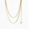 Collar de Serpiente Cuadrado de Doble Capa de Acero de Titanio para Mujer, Estilo Frío Ins, Cadena para Clavícula Superpuesta que No se Desvanece, Accesorios Versátiles de Alta Gama