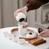 Juego de Té Cerámico Rústico para Viaje Estilo Chino, Sencillo y Portátil para Uso en Casa y al Aire Libre, Regalo Personalizable para Preparar Té