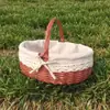 Cesta Pequena de Bambu em Vime, Cesta de Mão, Cesta de Armazenamento de Rattan, Cesta Trançada, Cesta de Piquenique de Colheita Infantil, Mini Cesta Pequena