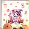 Patrón de gato mago de calabaza rosa y fantasma de té de leche de Halloween rosa macarrón y morado pegatinas electrostáticas para decoración de ventana de dormitorio
