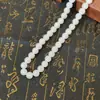 Jindian ao vivo presente imitação Hetian jade branco jade gordura de ovelha colar feminino 8mm corrente de contas redondas ponto turístico joias mais vendidas