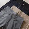 Estación Europea Verano Delgado Cinco Bolsillos Rectos Sarja de Algodón Gama Alta Lavado Cintura Media-Alta Ajuste Recto Pantalones Casuales para Hombre