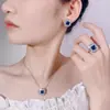 Novo Conjunto de Joias Decorações Brincos Colar Anel Pedra Colorida Cloisonné Moda de Alto Padrão Feminino Atacado