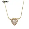 Wt-Jn389 Geométrico Pequeño Ovalado Rectangular Forma de Corazón Concha Blanca Estilo Religioso Chapado en Oro de 18 Quilates Cadena Fina para Clavícula para Mujeres