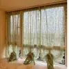 Cortina de Renda Vintage Francesa com Pedraria para Janelas de Canto, Cortina de Renda para Jardim com Fita Mágica Sem Furos, Cortina de Porta, Cortina Divisória