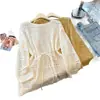 Blusa Top de Verano Transparente de Punto con Huecos, Estilizada, Adelgazante, Talla Grande, Protección Solar, Cinturón para Atar, Estilo Sencillo, 2026