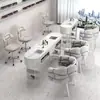 Conjunto de Mesa e Cadeira para Manicure Japonês Simples Duplo Mármore Aspirador de Pó Pintura Eletrostática Celebridade da Internet Mesa de Manicure de Camada Dupla Estilo Creme