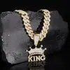 Collar Colgante con Letra Corona Rey Transfronterizo Europeo y Americano Moda Masculina Elegante Estilo Hip-Hop Cadena Cubana Colgante Individual Colgante