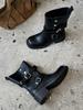 Novidades Outono e Inverno~Botas Slim de Botão Duplo Estilo Britânico para Mulheres 2025 Novas Botas Casuais Versáteis Moda Casual