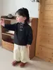 Conjunto de Camisa Sencilla Estilo Chino para Niños Ropa de Otoño para Niños Top de Cuello Alto con Botones Pantalones Cargo Casuales Ropa para Bebés para Exteriores