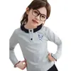 Camiseta de Manga Larga de Primavera para Niñas 2026 Nuevo Estilo Color Contrastante Encaje Ropa para Niños Talla Mediana y Grande Camiseta de Dibujos Animados Tops de Primavera para Niñas
