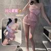 Lingerie Sexy Lingerie Feminina Lantejoulas Borlas Boate Saia Transparente Cobre Quadril Sexy Pura Luxúria Tentação Uniforme Conjunto de Pijama