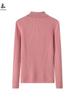 Suéter de Cashmere Liso Elegante Outono e Inverno Feminino Lapela Elegante para o Trabalho Tricô Canelado Suéter Feminino de Manga Longa para Usar por Baixo