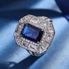 Zhuang Sheng jóias cobre fundo banhado a ouro moda simulação cor tesouro corindo quadrado diamante 8*12 temperamento anel terno feminino