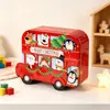 Caja de Almacenamiento de Hierro con Coche de Navidad Tarro para Dulces y Galletas Navideñas Caja de Empaque para Regalos Adornos de Almacenamiento para el Hogar