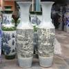 Jarrón de Piso de Cerámica Jingdezhen Antiguo Esmalte Agrietado Cerámica del Festival Qingming Shanghe Adornos Decorativos