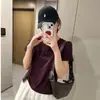 2026 Lyocell Tencel Diseño Sencillo de Hombro Recto Adelgazante Versátil Camiseta de Manga Corta Estilo Coreano de Verano Color Sólido para Mujer