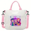 Bolsa Tote de Lona Estampada com Grupo de Meninas de Anime HUNTRX para Meninos e Meninas, Bolsa de Mão e Transversal de Uso Duplo, Bolsa de Estudante Cartoon