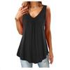 2021wish Comercio Exterior Talla Grande Ropa de Mujer Nueva Europea y Americana Color Sólido Cuello en V Plisado Botón Sin Mangas Chaleco Holgado 3171