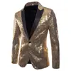 Traje de Lentejuelas Doradas para Actuación Europea y Americana Traje Coreano Chaqueta de Estudio para Hombre de Discoteca Anfitrión MC XZ28