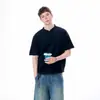2026 Novo Estilo Manga Curta Retrô Americano Cleanfit Gola Henley Seda Gelada Manga Curta Camisa Polo T-Shirt para Homens Temporada de Verão