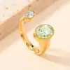 Anillo de apertura de acero de titanio transfronterizo europeo y americano, simple, geométrico, fundición, ovalado, incrustado, anillo de circón, joyería de oro de 18k, venta al por mayor