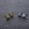 Brincos de hip-hop da moda para homens, com cravação pavé completa de micro zircônias cúbicas, banhados a ouro e um novo design transfronteiriço, disponíveis para atacado