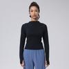 Roupa de Yoga de Gola Alta, Justa, Respirável, Top Esportivo Nude, Pilates Cintura Alta Elástica Emagrecedor Treinamento Fitness Manga Longa
