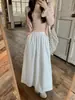 Toma real: Falda midi de línea A, suelta, versátil y fluida, de cintura alta, con dobladillo ancho, perfecta para uso casual y un efecto adelgazante