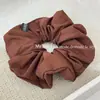 Goma para el pelo de tela fruncida de color liso simple estilo coreano para mujer, Goma para el pelo plisada de alta gama, Cuerda para coleta de flor de pelo elegante