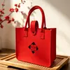 Bolsas de regalo de fieltro listas para bodas, bolsas para celebración de cumpleaños con los caracteres "Shou" y "Fu", bolsas de mano de fieltro para tiendas de bodas