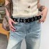Cinto de Cintura Punk de Alta Qualidade Preto Novo Estilo Feminino Design de Nicho Senso de Estilo Ins Cincha de Cintura Sem Furos Cinto de Couro Versátil Decoração