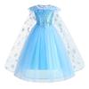 Elsa Azul Sin Mangas Hielo y Nieve Elsa Princesa Copo de Nieve Vestido Largo con Capa Elsa Elsa Navidad Elsa Princesa