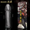 Colmillos de Lobo Bestias Cuatro Funda de Cristal Extendida Espina Larga Restricción Funda para Pene Masculino Dragón Azul Tigre Blanco Fénix Ardiente Set