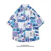Camisa Floral Retrô Vintage Estilo Hong Kong Manga Curta Design Estilo Tailandês Havaiano Camisa de Marca Bonita Tendência para Homens e Mulheres