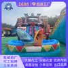 Escorregador Aquático Inflável com Tema Tropical para Crianças ao Ar Livre com Piscina Instalação Inflável Estilo Havaiano