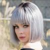 AliExpress comércio exterior fornecimento peruca feminina cabelo artificial cinza de vovó BOBO comprimento do ombro cabelo curto adorno de cabeça Tiktok novo