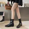 Botines retro de punta cuadrada para mujer, botines de primavera/otoño, nuevo estilo 2026, color Melard, que realzan la altura, adelgazantes, elegantes y a la moda